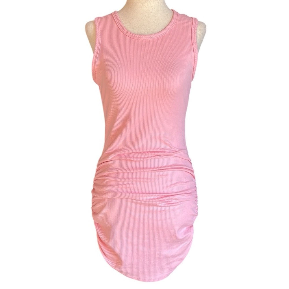 Olivia Rae Livi Ribbed Side Ruched Tshirt Dress